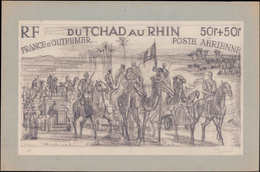 MAQ COLONIES SERIES - Poste Aérienne - 1946, Tchad Au Rhin "Départ Du Tchad", Grande Maquette Au Crayon (290 X 160), Sig - Unclassified