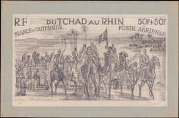 MAQ COLONIES SERIES - Poste Aérienne - 1946, Tchad Au Rhin "Départ Du Tchad", Grande Maquette Au Crayon (290 X 160), Sig - Sin Clasificación