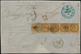 COLONIES GENERALES - Poste - 3 (x4) + 5 (x1), Devant De Lettre, Départ Pondichéry Pour Paris Avec Taxe Anglaise, Signé B - Other & Unclassified