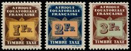 ** AFRIQUE EQUATORIALE - Taxe - 9a/11a, Fond Ligné En Totalité, Signés Brun (le 10 = *) - Autres & Non Classés