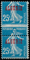 ** ALGERIE - Poste - 14, Superbe Variété De Piquage: 25c. Semeuse Bleu - Autres & Non Classés