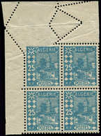 ** ALGERIE - Poste - 78, Bloc De 4, Cdf, Piquage Diagonal Par Pliage: 25c. Bleu Kasbah - Autres & Non Classés