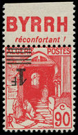 ** ALGERIE - Poste - 158Ad, Publicité "Byrrh" En Haut, Surcharge Renversée: 1f. S. 90c. Rouge - Autres & Non Classés