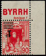 * ALGERIE - Poste - 158Ad, Surcharge Renversée Avec Bande Publicitaire "Byrrh", Cdf: 1f. S. 90c. Rouge - Autres & Non Classés