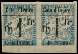 * COTE D'IVOIRE - Colis Postaux - 7 + 7r, Paire 2 Types Se Tenant (type II Sans Accent): 1f. S. 5c. Bleu - Autres & Non Classés