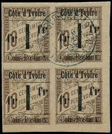 ** COTE D'IVOIRE - Colis Postaux - 8b, Bloc De 4, Type II, Paire Supérieure Oblitérée, Paire Inférieure Neuve: 1f. S. 10 - Autres & Non Classés