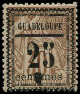 * GUADELOUPE - Poste - 9, Variété Gros Point Noir "25", Très Beau: 25 S. 30c. Brun (Maury 9 III B) - Autres & Non Classés