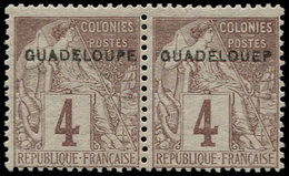 * GUADELOUPE - Poste - 16 + 16aD, Paire, 1 Exemplaire Erreur "LOUEP": 4c. - Autres & Non Classés