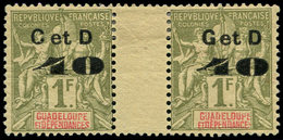 * GUADELOUPE - Poste - 48 + 48d, Paire Interpanneau (type N), 1 Exemplaire "C" Pour "G, Signé Roumet: 40 S. 1f. Olive - Autres & Non Classés