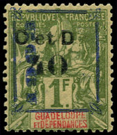 * GUADELOUPE - Poste - 50, Type I I, Surcharge Bleue, Variété "C & D" (case 38), Signé: 10 S. 40c. (Maury) - Autres & Non Classés