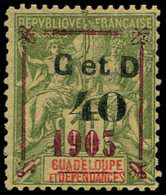 * GUADELOUPE - Poste - 52, Surcharge Rouge: 40 S. 1f. (Maury 51 IB) - Autres & Non Classés