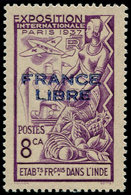 * INDE FRANCAISE - Poste - 156a, Surcharge Bleue: 8ca. France Libre - Autres & Non Classés