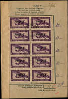 INDOCHINE - Fiscaux - Pécule Bdv 29, Surcharge Noire, 10 Timbres Sur Feuille De Carnet épargne: 5p. Violet Avion - Autres & Non Classés