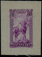 EPA MADAGASCAR - Poste - 184, Type Non Adopté (tête à Droite), épreuve En Violet Sur Tissu De Soie Véritable: 50c. Galli - Autres & Non Classés