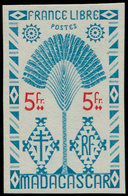 ** MADAGASCAR - Poste - 276, Non émis 5f. Bleu Et Rouge, Sans Fond, Non Dentelé: France Libre (Maury 292G) - Autres & Non Classés