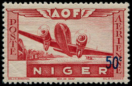 * NIGER - Poste Aérienne - 10a, Valeur Très Déplacée (à Droite Du Timbre), Signé Brun: 50c. Avion (Maury) - Autres & Non Classés