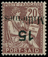 ** PORT-SAID - Poste - 65a, Surcharge Renversée: 15m. S. 20c. Mouchon - Autres & Non Classés