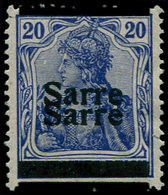 * SARRE - Poste - 8b, Double Surcharge, Signé Brun: 20pf. Bleu - Autres & Non Classés