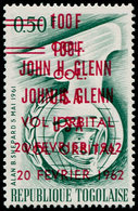 ** TOGO - Poste - 354, Double Surcharge Rouge (tirage 250): 100f./0.50 Vert John Glenn - Autres & Non Classés