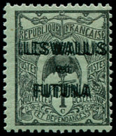 * WALLIS & FUTUNA - Poste - 1a, Surcharge Doublée, Signée Scheller: 1c. Noir Sur Vert - Autres & Non Classés