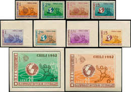 ** ALBANIE - Poste - 581/84 + Bf. 6C, Complet, Dentelés + Non Dentelés: Football Chili 1962 - Albanie