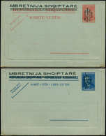 N ALBANIE - Entiers Postaux - Adm. Italienne, Michel K 12/13 + P 36/9, 2 CP + 2 CP Doubles + 2 Cartes Lettres: Zogu Surc - Albanie