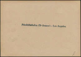 ESS ALL. PA. ZEPPELIN - Poste - 13/8/29, Friedrich/Los Angeles, Griffe, Cachet D'essai En Noir (Entwurf) Sur Carte - Autres & Non Classés