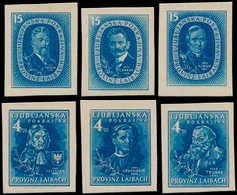 (*) ALL. 39/45 - LAIBACH - Poste - Michel I/VI, Non Dentelés Sur Carton En Bleu - Occupation 1938-45