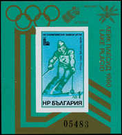 ** BULGARIE - Blocs Feuillets - 89A, Non Dentelé: Ski, Jeux Olympiques De Lake Placid 1980, Satellite - Autres & Non Classés