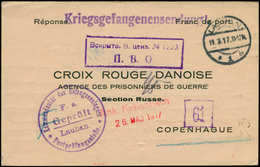 DANEMARK - Entiers Postaux - CP Franchise Réponse "Croix-Rouge Danoise Prisonniers De Guerre, Section Russe", Cachet Lau - Autres & Non Classés