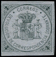 (*) ESPAGNE - Timbres De Retour - 1, Bien Margé, Noir/azuré - Autres & Non Classés