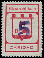 ** ESPAGNE GUERRE CIVILE NATION - Poste - Villanueva Rosario Ed. 23, Surcharge Violette: 5. S. 10c. Carmin - Vignettes De La Guerre Civile