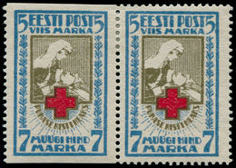 * ESTONIE - Poste - 48, Paire, Un Exemplaire Non Dentelé Horizontal: 7m. Croix-Rouge - Estonie