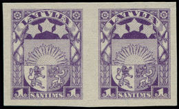 (*) LETTONIE - Poste - 93, Paire Non Dentelée: 1s. Violet (Michel 89 Ib) - Lettonie