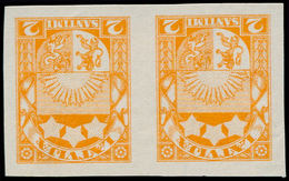 (*) LETTONIE - Poste - 94, Paire Non Dentelée: 2s. Jaune Orange (Michel 90 Ib) - Lettonie