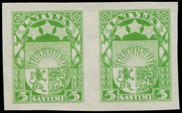 (*) LETTONIE - Poste - 173, Paire Non Dentelée: 3s. Vert-jaune (Michel 172 II) - Lettonie