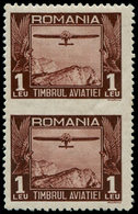 * ROUMANIE - Poste Aérienne - 12, Paire Verticale Non Dentelée Horizontal: 1l. Avion - Autres & Non Classés