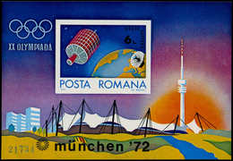 ** ROUMANIE - Blocs Feuillets - 99, Non Dentelé Numéroté: 6l. Munich 1972, Satellite - Autres & Non Classés