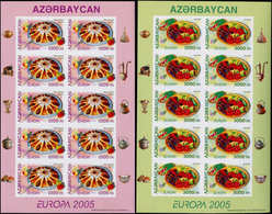 ** RUSSIE AZERBAIDJAN - Poste - 52324, 2 Feuillets De 10, Non Dentelés, Papier Normal: Europa 2005, Gastronomie - Azerbaidjan