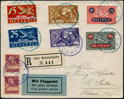 SUISSE - 1° Vols - 30/9/23, Chur/Dubendorf, Yv. Pa. 3 + 5/9, Sur Env. Rec, Cac. Violet + Vert. (Michel) - Autres & Non Classés