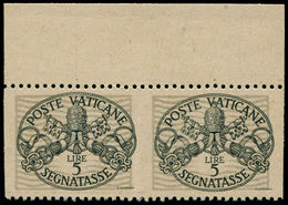 ** VATICAN - Taxe - 12, Paire Horizontale, Bdf, Non Dentelé Verticalement: 5l. Gris. (Sas. 12e) - Autres & Non Classés