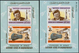 ** ADEN K'AITI - Blocs Feuillets - Michel 16A/B, Dentelé + Non Dentelé: Kennedy, Fusée - Aden (1854-1963)