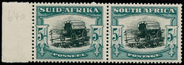 ** AFRIQUE SUD - Poste - 46 + 55, Paire Bdf, Filigrane Renversé: 5/- Chariot. - Nueva República (1886-1887)