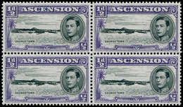 ** ASCENSION - Poste - 38A, Bloc De 4, 1 Exemplaire Variété "Long Center Bar To E". (R 2/3): 3.50p. Violet (SG 38 Ba) - Ascension (Ile De L')