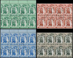 ** BAHRAIN - Poste - 249/52, (tirage 1987), Gomme & Papier Mats, Blocs De 8, Perforés "spécimen", Bradbury Archives - Bahreïn (1965-...)