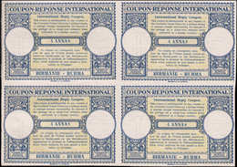 * BIRMANIE - Coupons Réponse - Bloc De 4 Non émis, Provenant De L'album Upu 1947: 4 Annas - Birmanie (...-1947)