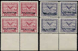 ** BOLIVIE - Poste - 236/7, 2 Blocs De 4, Bdf, Surcharge "Muestra": Condor - Bolivie