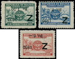 ** BOLIVIE - Poste Aérienne - 3G/I, 3 Valeurs, Surcharge Renversée, Signés: Zeppelin (Michel 185/7) - Bolivie