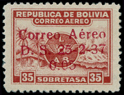 * BOLIVIE - Poste Aérienne - 31, Erreur De Valeur (0.05 Pour 0.50), Tirage 100, Signé: 0.05 S. 35c. Rouge - Bolivie