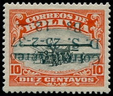 * BOLIVIE - Poste Aérienne - 34, Surcharge Renversée: 12b. S. 10c. - Bolivie